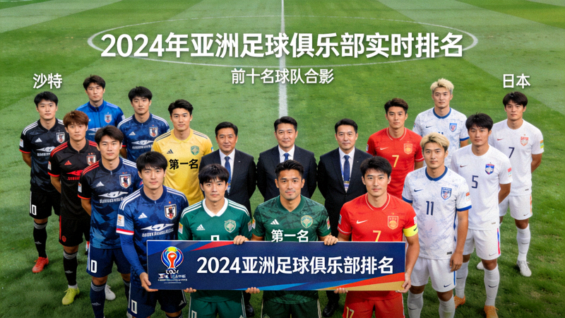 2024年亚洲足球俱乐部实时排名前十名球队合影，沙特和日本球队占据主导地位